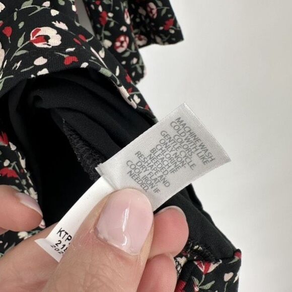 NWT J. Jill Women's Wherever Floral Crew Neck 3/4 Sleeve Blouse Black XL Petite - Picture 7 of 12